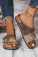 Black white Denim Distressed Retro Buckle Straps Hollowed Faux Suede Slippers