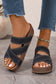 Sail Blue Contrast Stitch Crossed Band Retro Platform Slippers